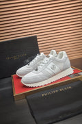 Philipp Plein White and Light-Gray Low-Top Sneakers