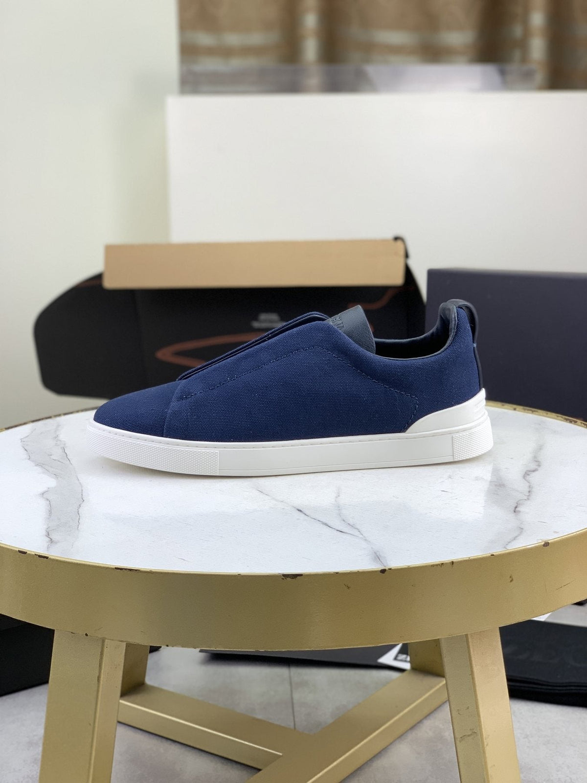 Zegna Triple Stitch Slip-On Sneakers - Canvas Upper