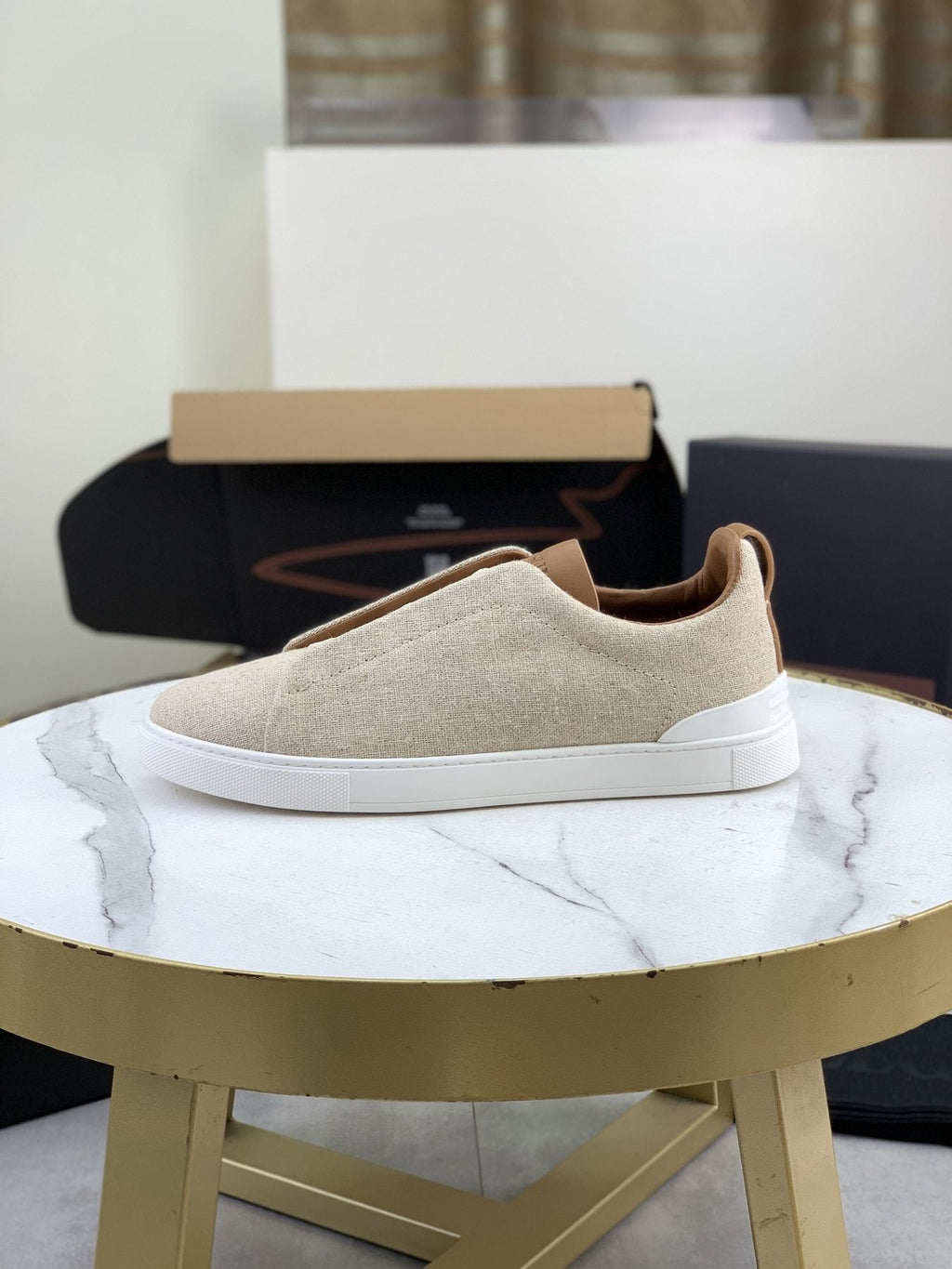 Zegna Triple Stitch Slip-On Sneakers - Canvas Upper