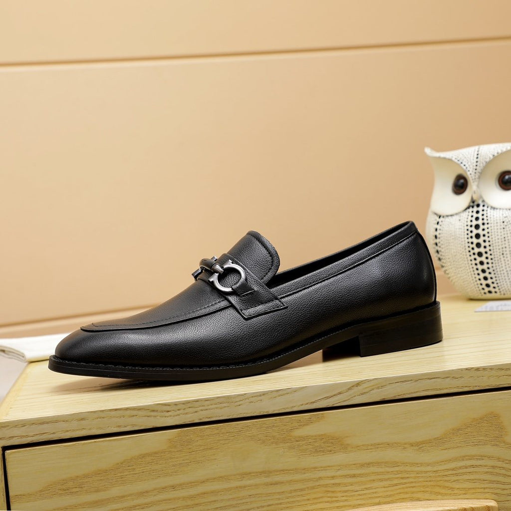 Salvatore Ferragamo Men's Black Buckle Loafers - Rubber Outsole