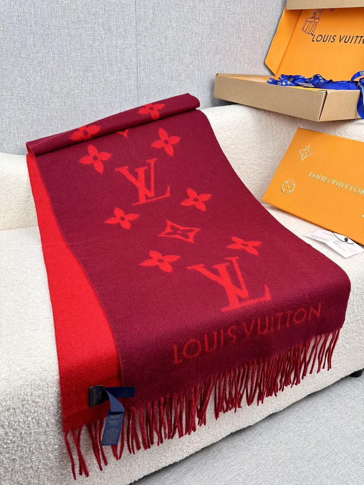 Louis Vuitton Monogram Fringed Scarf
