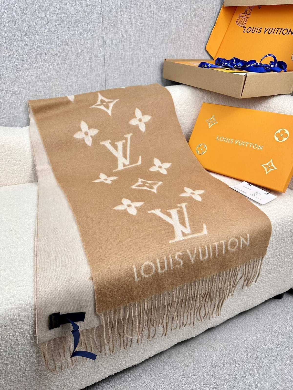 Louis Vuitton Monogram Fringed Scarf