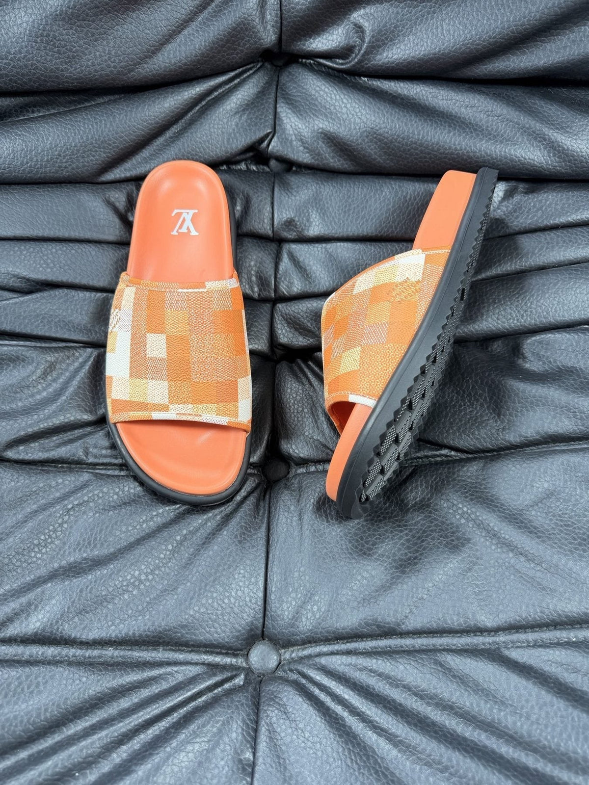 Louis Vuitton Checkerboard Slide Sandals - Single Wide Checkerboard Strap