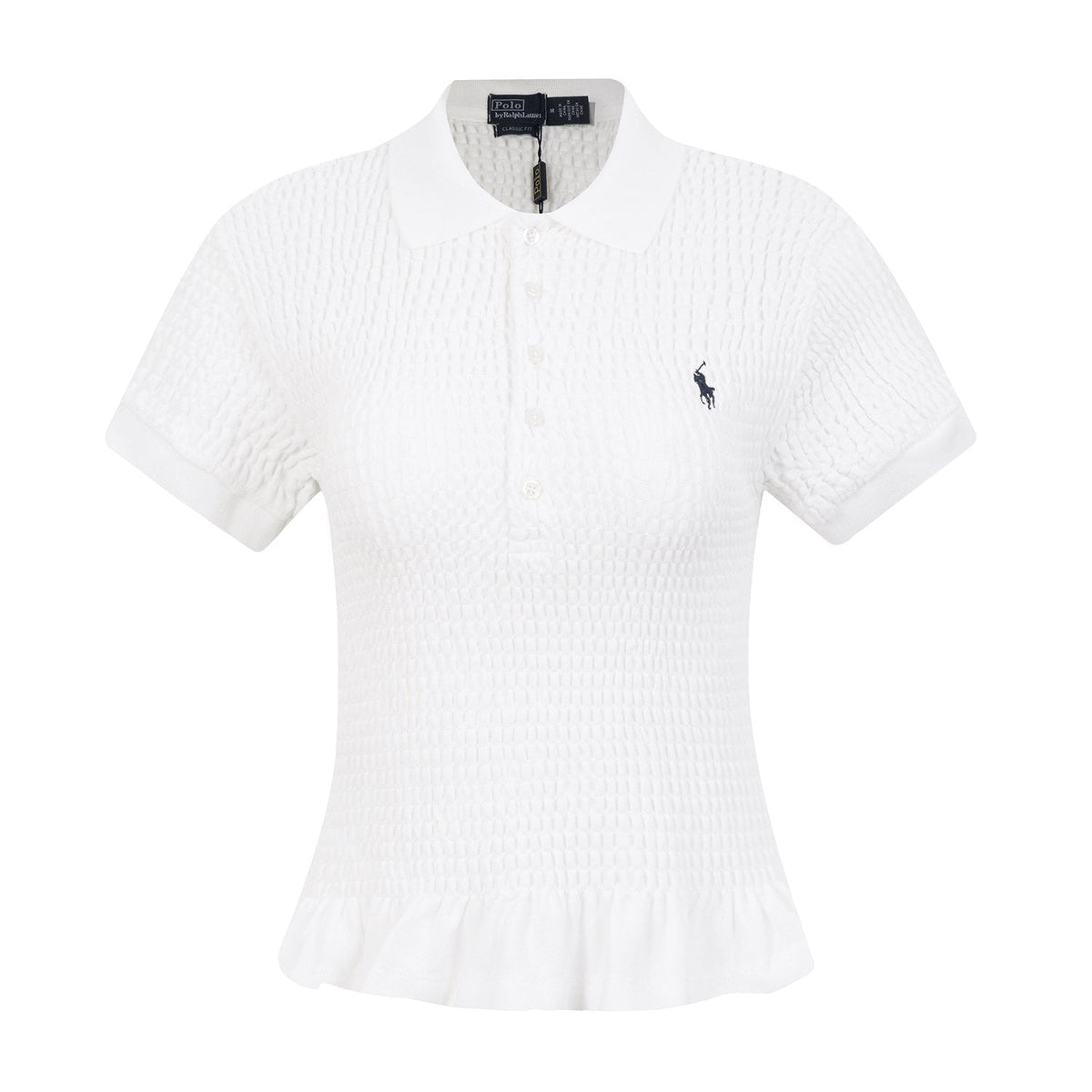 Ralph Lauren Ruffled-Hem Piqué Polo Top