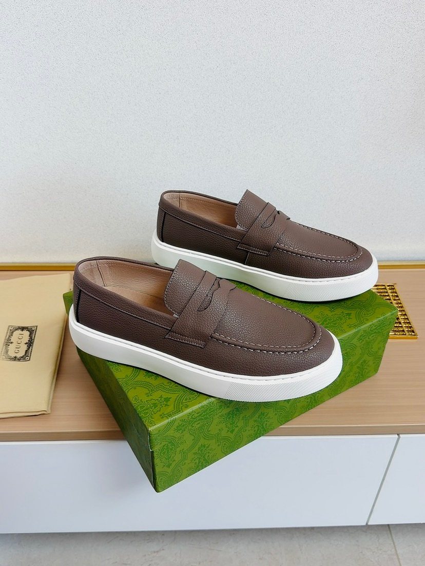 Gucci White-Sole Penny Loafers