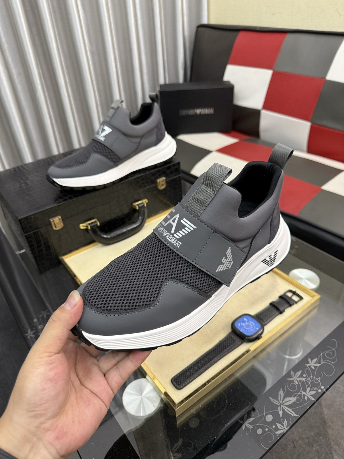 Armani EA7 Mesh Slip-On Sneakers