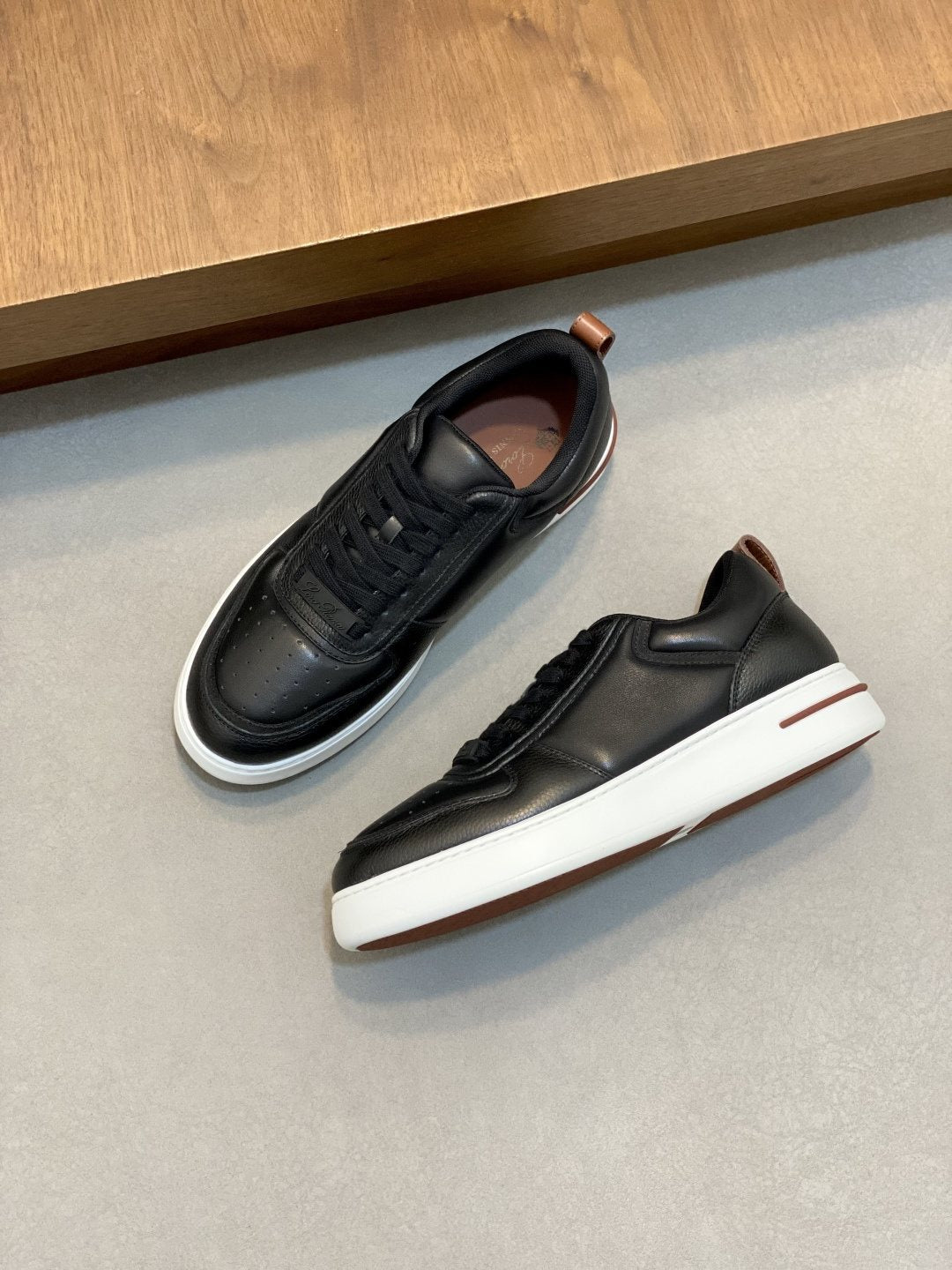 Loro Piana Men's Tennis Walk Low-Top Sneakers - Contrast Heel Tab