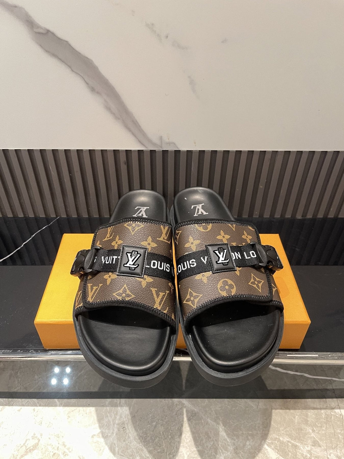 Louis Vuitton Monogram Double-Strap Slide Sandals