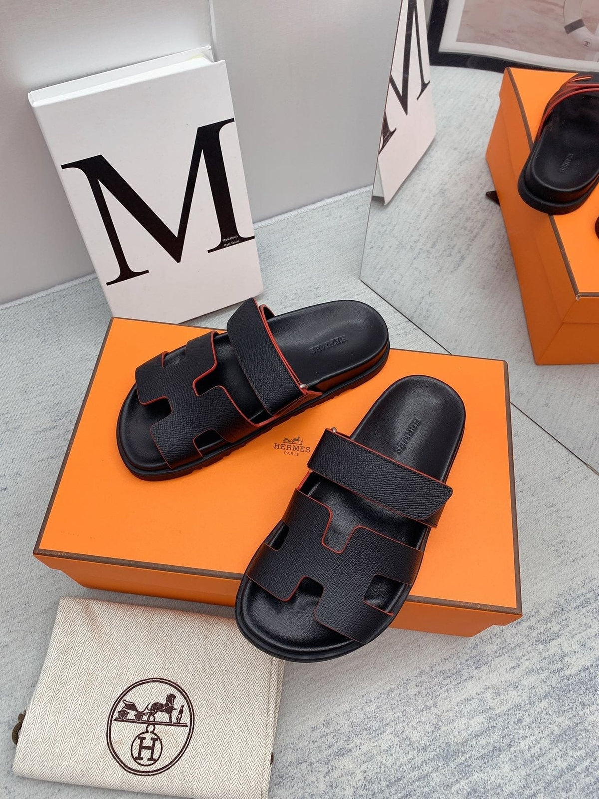 Hermès Men's H-Cutout Slide Sandals