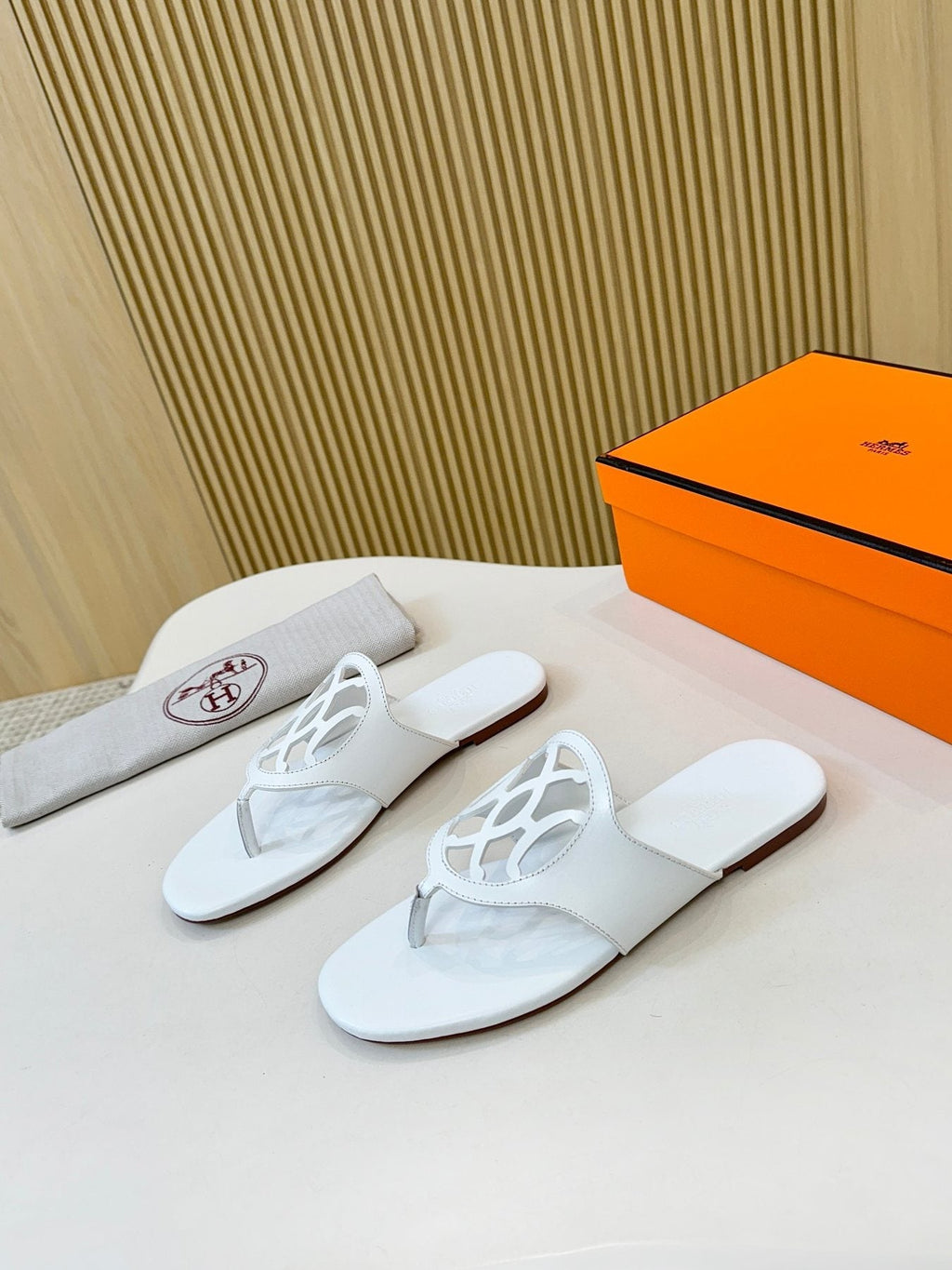 Hermès Cutout Strap Slide Sandals