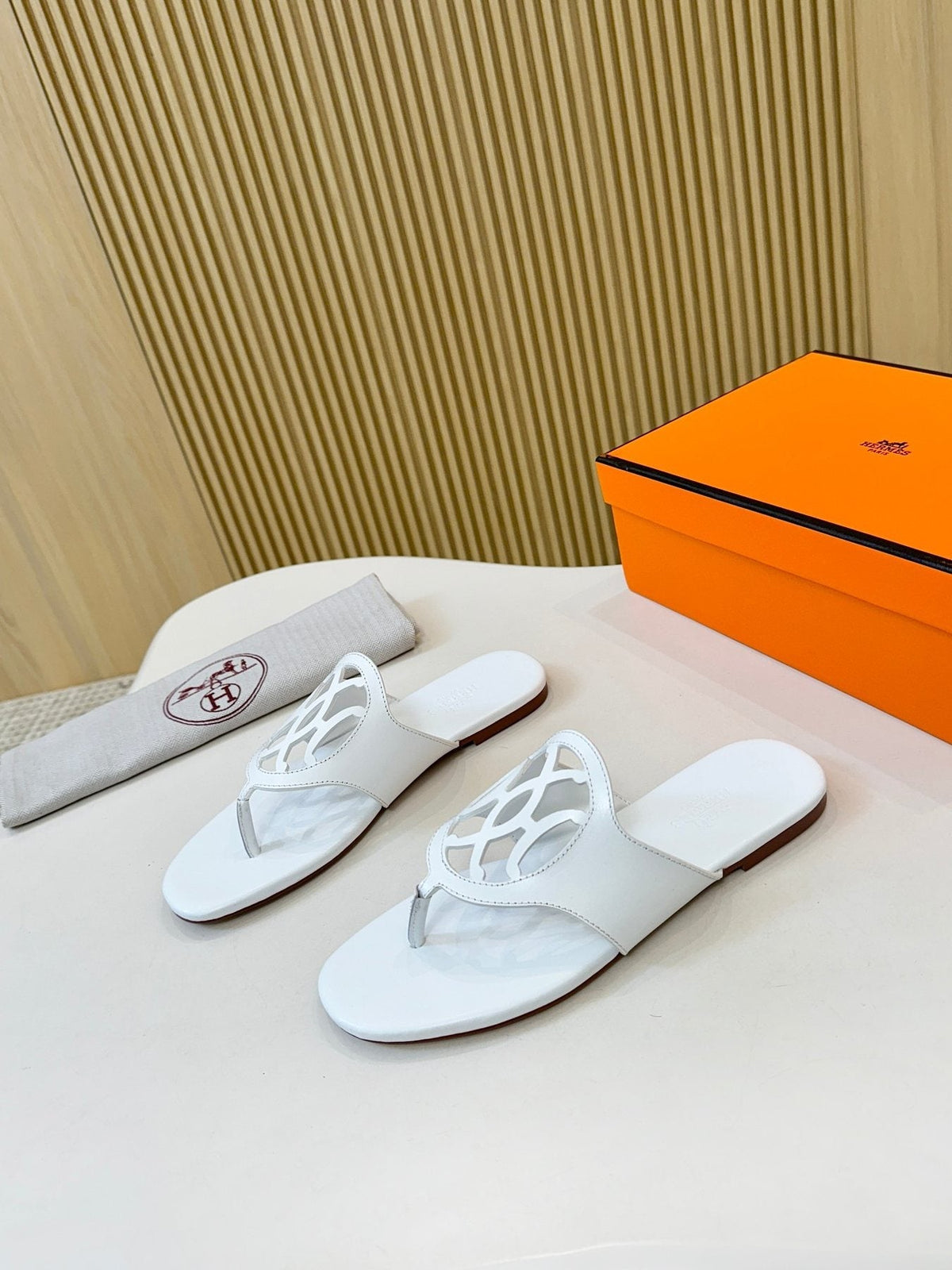 Hermès Cutout Strap Slide Sandals