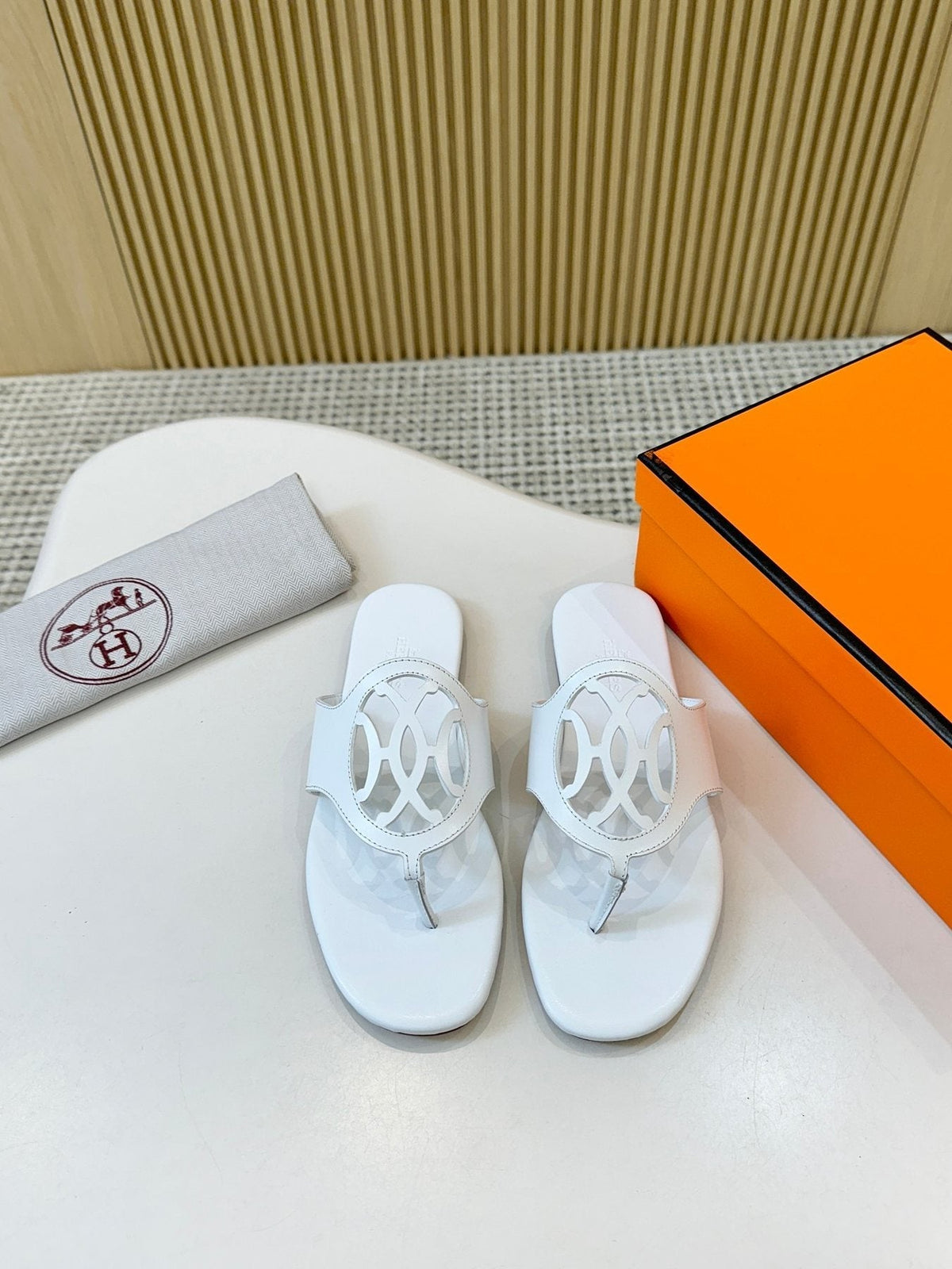Hermès Cutout Strap Slide Sandals