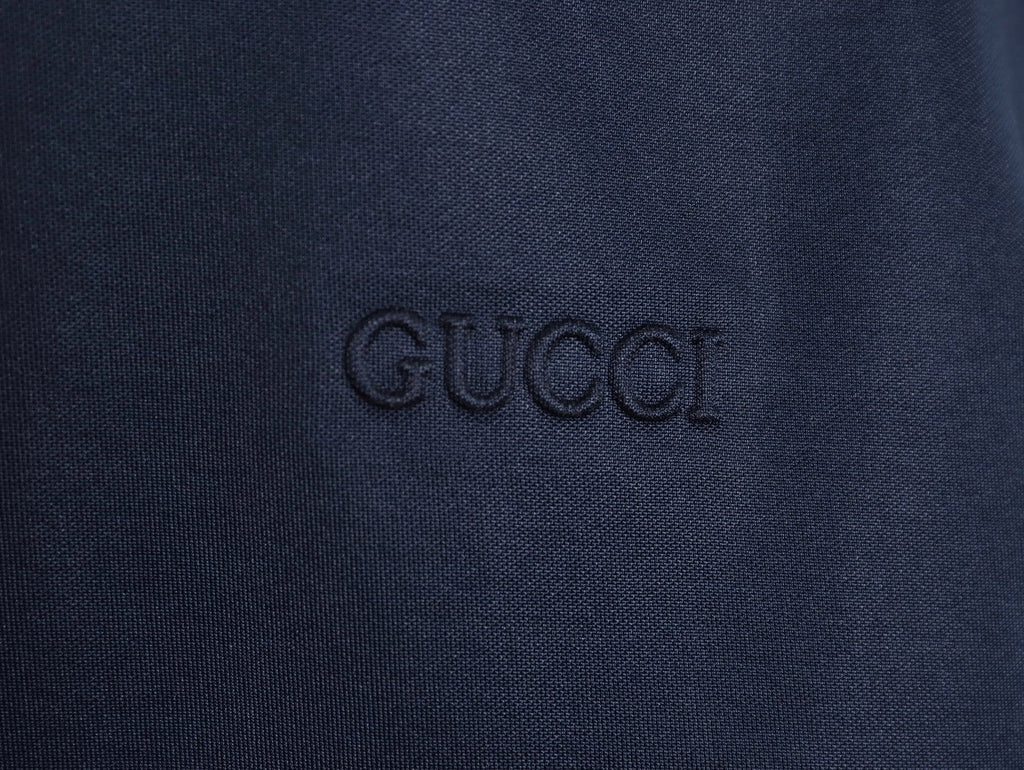 Gucci Contrast-Line Half-Zip Stand-Collar Jacket - Navy